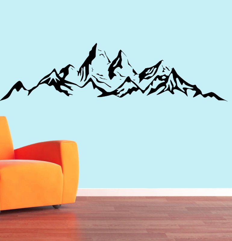 46362 Berge Silhouette Wandtattoo Wohnzimmer